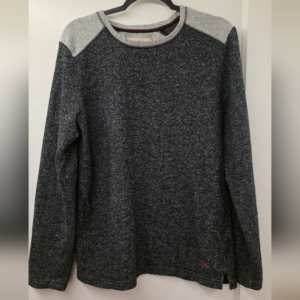 Tommy Bahama Men’s Crewneck Pullover Sweatshirt Split Hem Charcoal Heather M